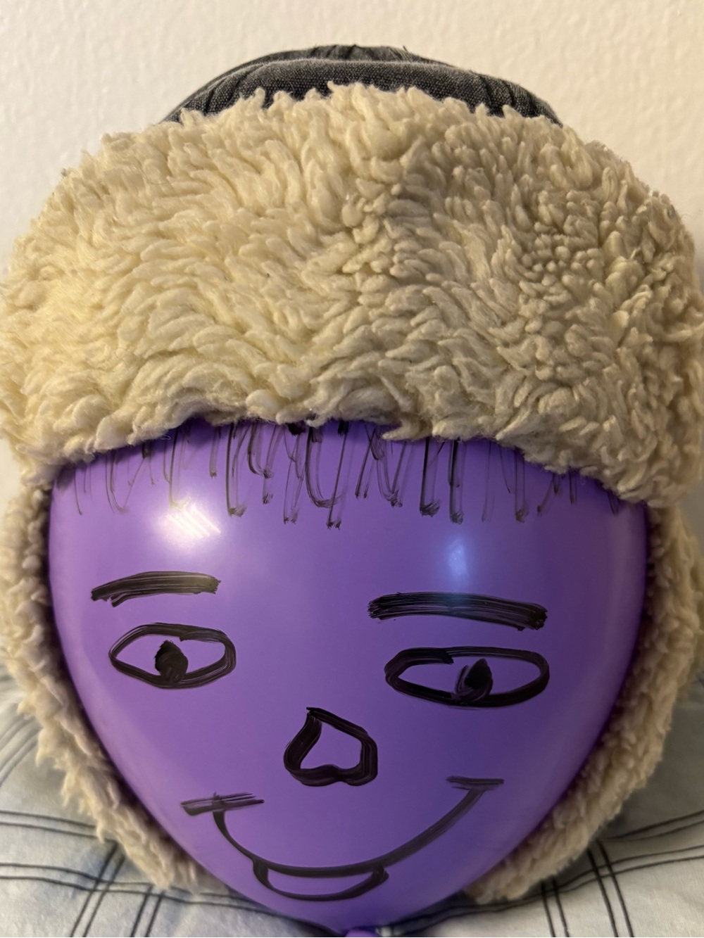 H&M Kids Faux-Shearling Trapper Hat in Cream and Gray